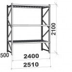 Maxi starter bay 2100x2400x500 300kg/level,3 levels with steel decks