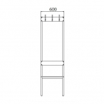 Single bench 1700x600x400 with 4 hook rail