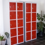 Storage locker, red/grey 4 compartments 1920x350x550