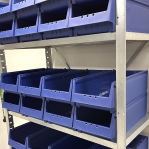 Small parts shelving 2100x1000x300, 32 bins 300x230x150 PPS