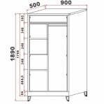 Steel Wardrobe 1900x900x500 RAL 7035 with feet 115 mm CLICK
