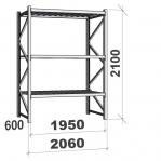 Starter bay 2100x1950x600 440kg/level,3 levels with steel decks MAXI