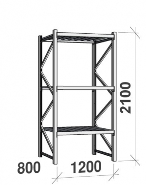 Maxi starter bay 2100x1200x800 600kg/level,3 levels with steel decks