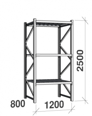 Maxi starter bay 2500x1200x800 600kg/level,3 levels with steel decks