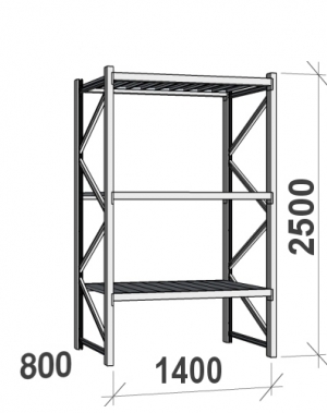 Maxi starter Bay 2500x1400x800 600kg/level,3 levels with steel decks