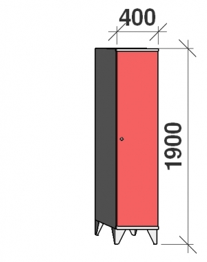 Skåp 1x400, 1900x400x545, lång dörrar