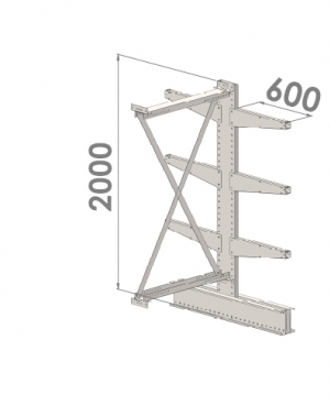 Ulokehylly jatko-osa 2000x1000x2x600,4 tasoa