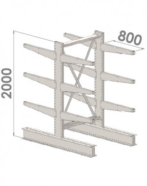 Ulokehylly perusosa 2000x1000x2x800,4 tasoa