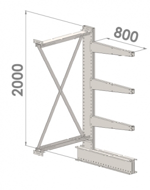 Ulokehylly jatko-osa 2000x1000x800,4 tasoa