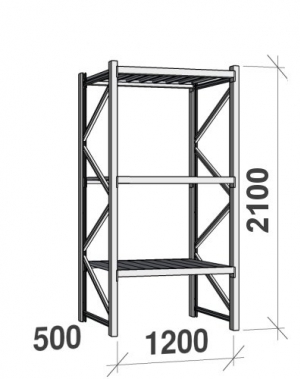 Maxi starter bay 2100x1200x500 600kg/level,3 levels with steel decks