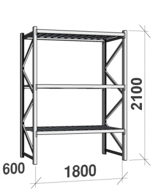 Maxi starter bay 2100x1800x600 480kg/level,3 levels with steel decks