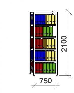 Starter bay 2100x750x400 200kg/shelf,6 shelves