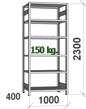 Varastohylly perusosa 2295x1000x400 150kg/hyllytaso,6 tasoa ZN Kasten, käytetty