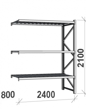 Maxi extension bay 2100x2400x800 300kg/level,3 levels with steel decks