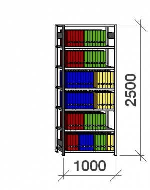 Starter bay 2500x1000x400 150kg/shelf,7 shelves