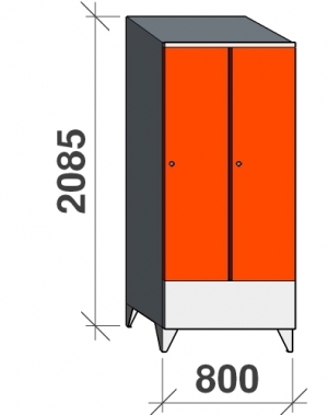 Locker 2x400, 2085x800x545 short door, sloping top
