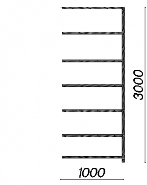 Varastohylly jatko-osa 3000x1000x400 200kg/hyllytaso,7 tasoa