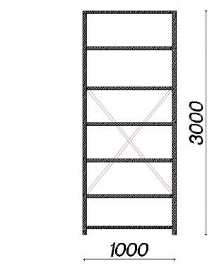 Lagerhylla startsektion 3000x1000x400 200kg/hyllplan,7 hyllor