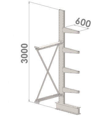 Ulokehylly jatko-osa 3000x1000x600,5 tasoa