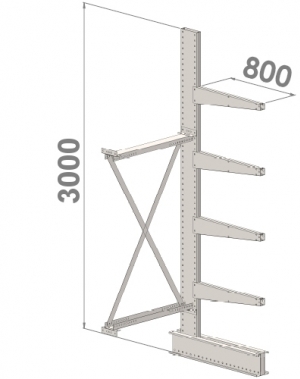 Ulokehylly jatko-osa 3000x1000x800,5 tasoa