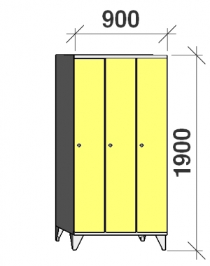 Locker 3x300, 1900x900x545, long door