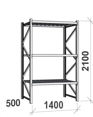 Maxi starter bay 2100x1400x500 600kg/level,3 levels with steel decks