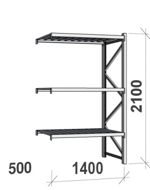 Maxi extension bay 2100x1400x500 600kg/level,3 levels with steel decks