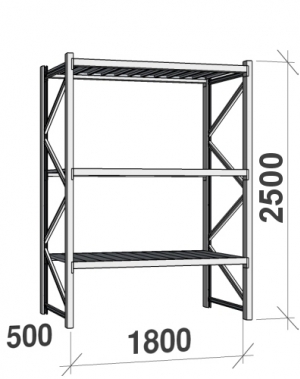 Maxi starter Bay 2500x1800x500 480kg/level,3 levels with steel decks