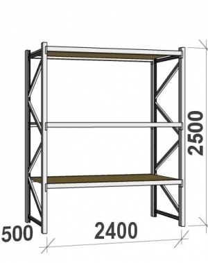 Starter Bay 2500x240x500 300kg/level, 3 levels with chipboard