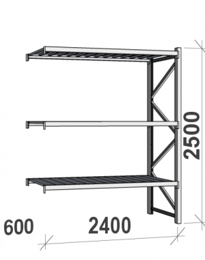 Maxi extension bay 2500x2400x600 300kg/level,3 levels with steel decks