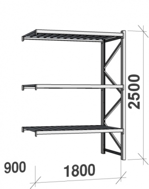 Maxi extension bay 2500x1800x900 480kg/level,3 levels with steel decks