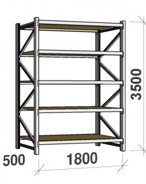 Starter bay 3500x1800x500 480kg/level,5 levels with chipboard MAXI