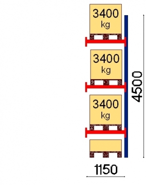 Kuormalavahylly jatko-osa 4500x1150 3400kg/lava,4 FIN lavapaikkaa