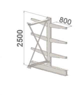 Ulokehylly jatko-osa 2500x1500x2x800,4 tasoa