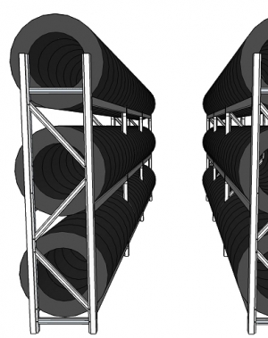 Tyre racking for a 20-foot container