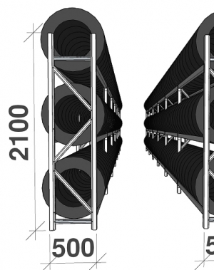 Tyre racking for a 40-foot container