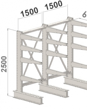 Konsoolriiul 2500x3000x600, jalg + 4 korrust