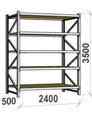 Starter bay 3500x2400x500 300kg/level,5 levels with chipboard MAXI