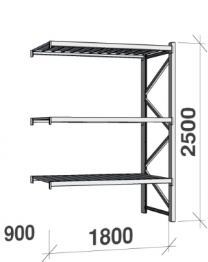 Extension bay 2500x1800x900 480kg/level,3 levels with steel decks