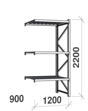 Extension bay 2200x1200x900 600kg/level,3 levels with steel decks