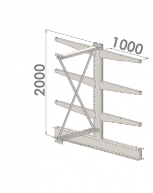 Ulokehylly jatko-osa 2000x1500x2x1000,4 tasoa