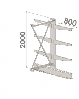 Ulokehylly jatko-osa 2000x1500x2x800,4 tasoa