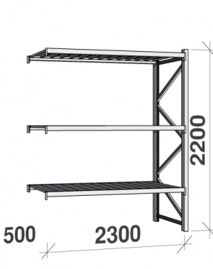 Extension bay 2200x2300x500 350kg/level,3 levels with steel decks
