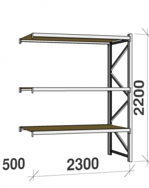 Extension bay 2200x2300x500 350kg/level,3 levels with chipboard