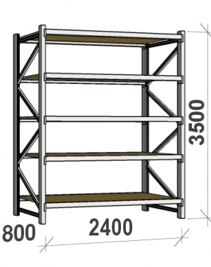 Starter bay 3500x2400x800 300kg/level,5 levels with chipboard MAXI