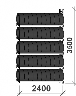 Add On Bay 3500x2400x500, 5 levels Tyre Rack MAXI