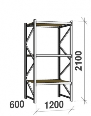 Starter bay 2100x1200x600 600kg/level,3 levels with chipboard