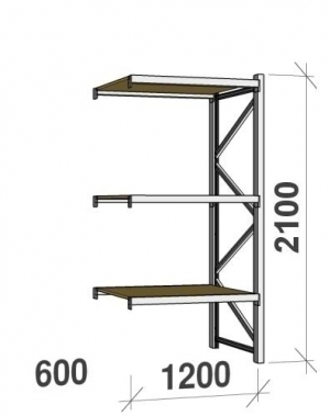 Extension bay 2100x1200x600 600kg/level,3 levels with chipboard