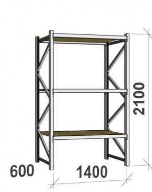 Starter bay 2100x1400x600 600kg/level,3 levels with chipboard