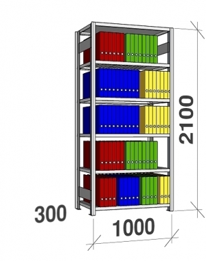 Starter bay 2100x1000x300, used, 6 shelves